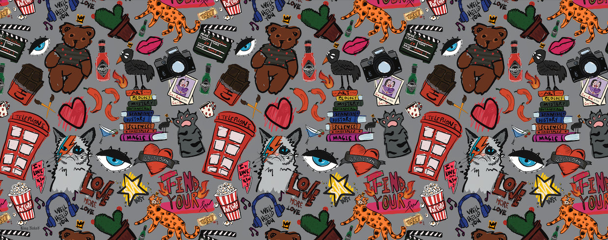 Hello You Illustrated Rectangular Scarf