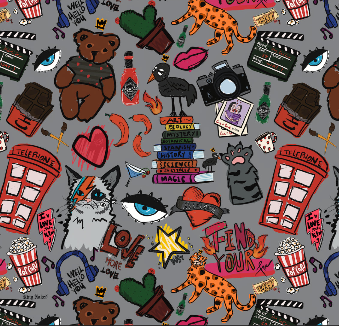 Hello You Illustrated Square Scarf