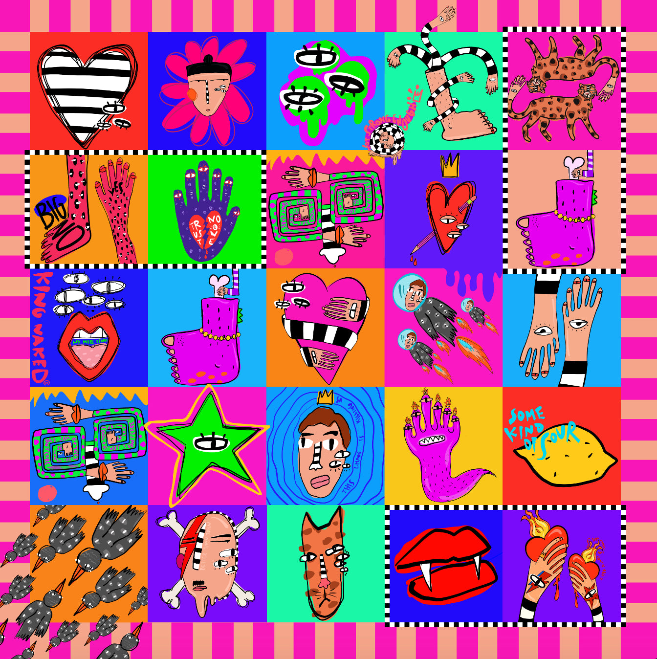 Sour Things  Illustrated Square Scarf