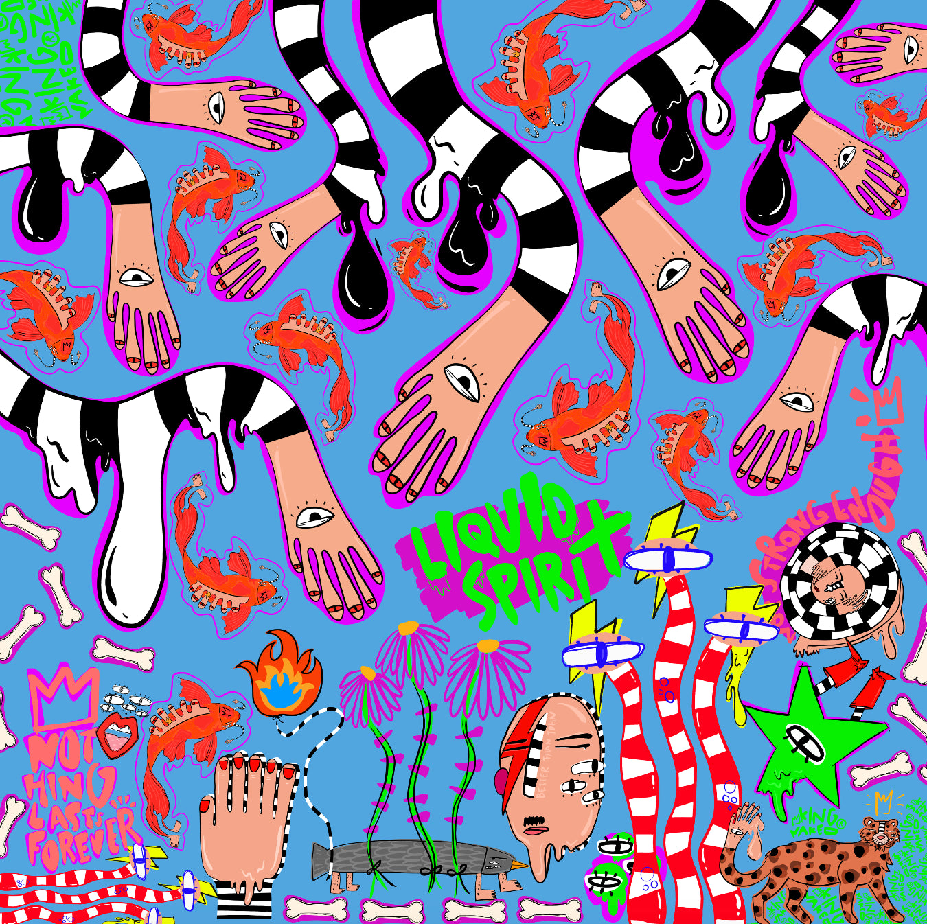 Liquid Spirit  Illustrated Square Scarf