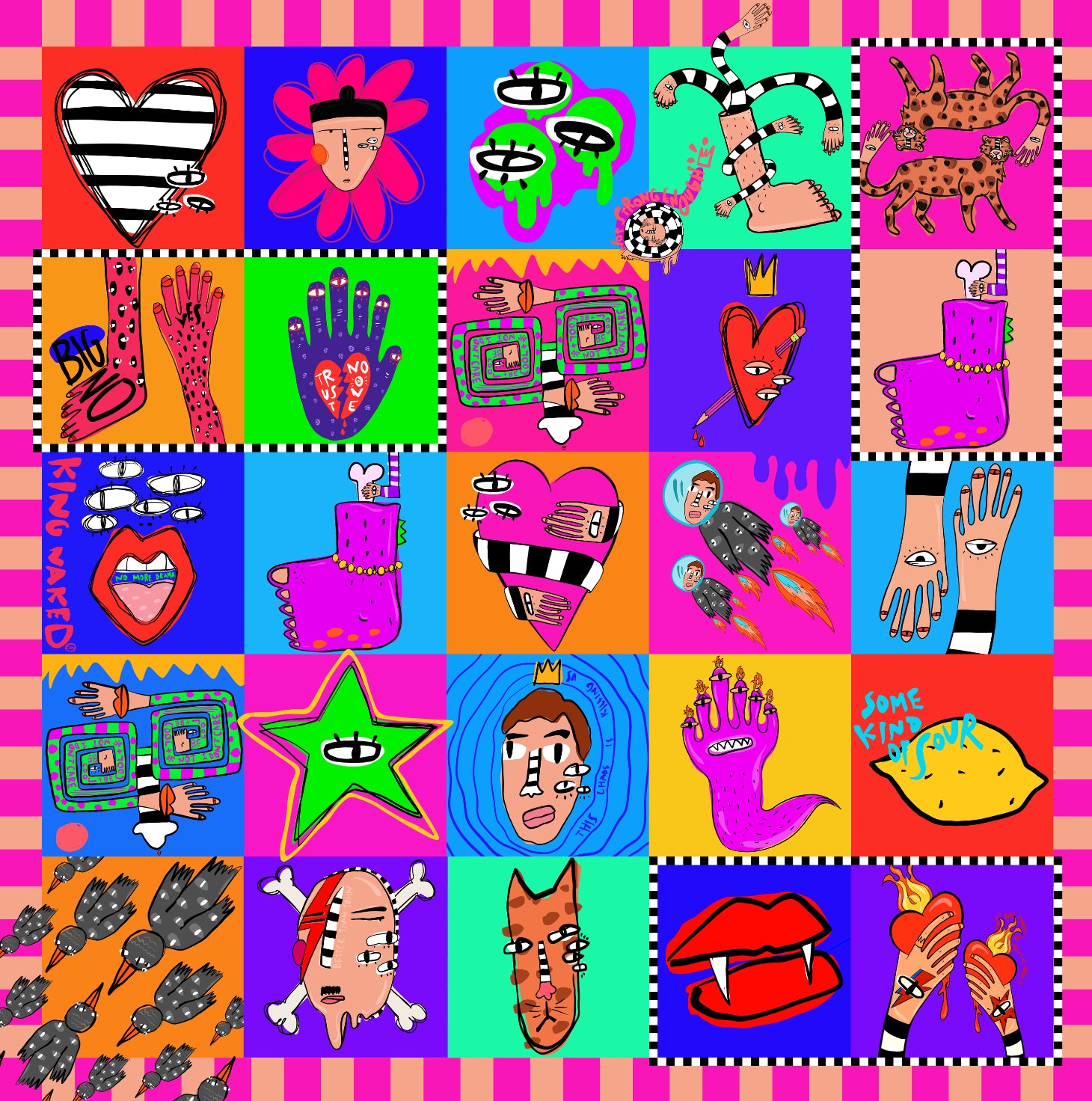 Sour Things Illustrated Square Scarf