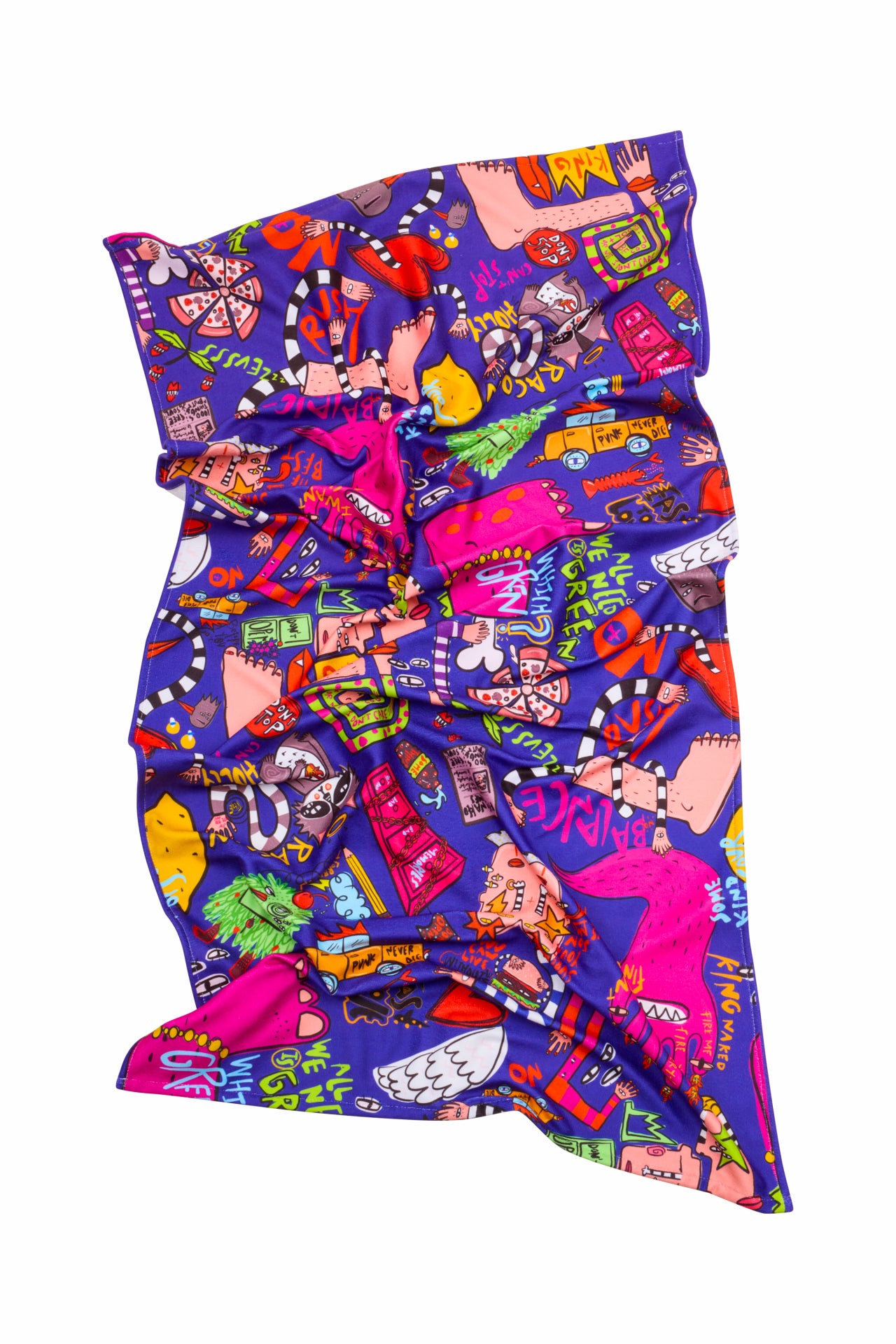 No Rush Illustrated Beach Towel