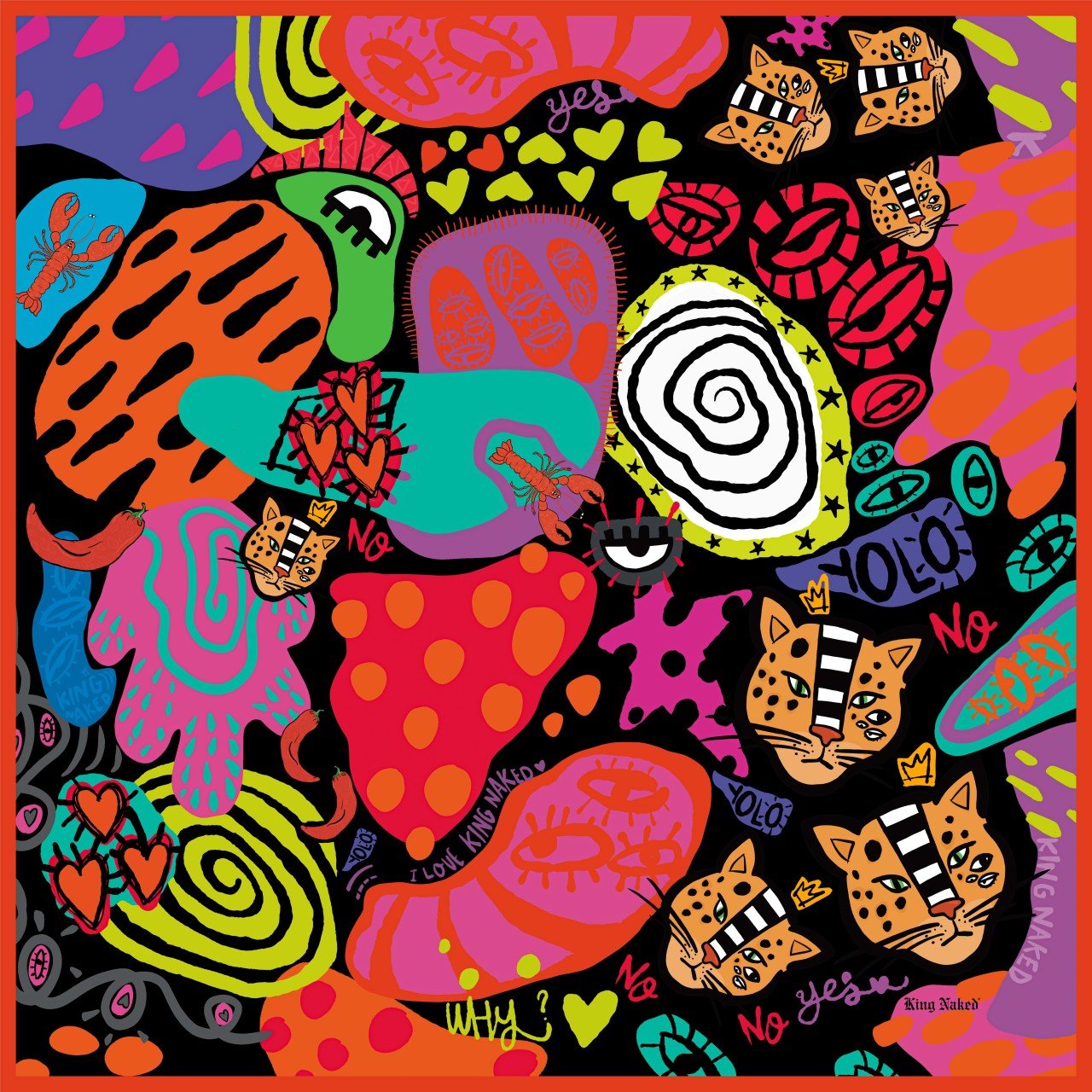 Yolo Illustrated Square Scarf